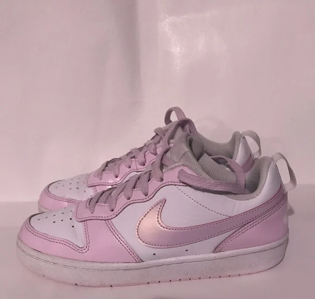 Nike Court Borough Low 2 Shoes Size 5Y White/ Pink DQ0492 100