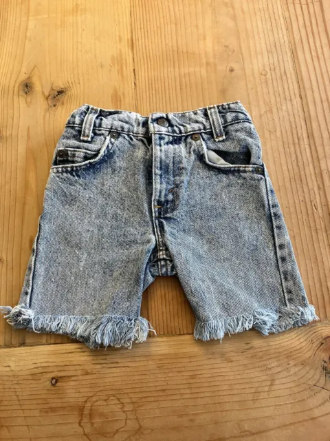 Vtg 80’s Little Levis Orange Tab Cut Shorts Acid Wash Blue Jean Size 5 Regular
