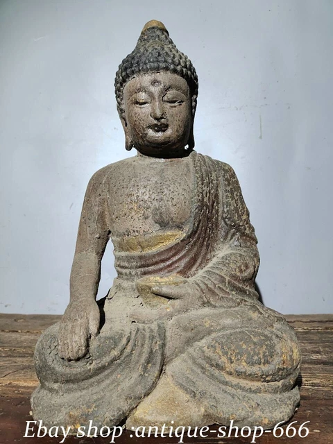 Tibet Buddhism temple Old Wood Painting Carved Seat Shakyamuni Amitabha Buddha