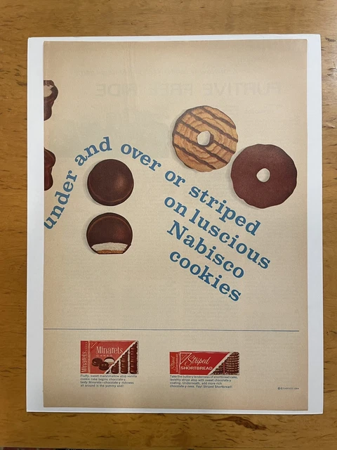 Nabisco Cookies Vintage 1960s Print Ad Advertising Art