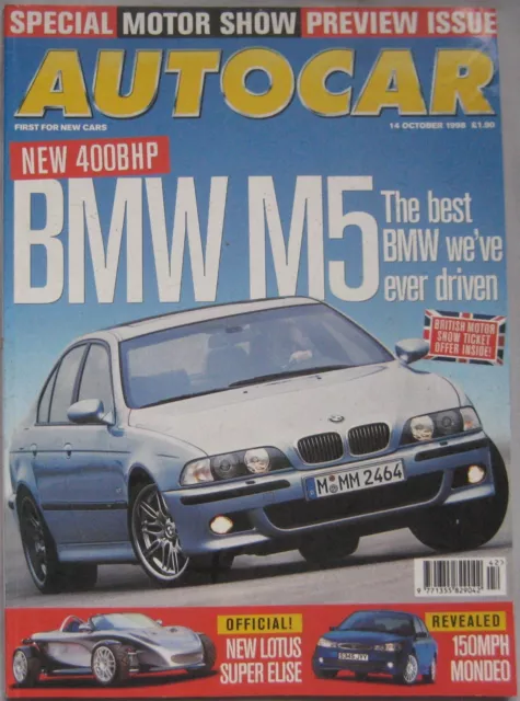 Autocar 14 October 1998 featuring BMW M5, Honda Type R, Subaru Impreza, Jaguar