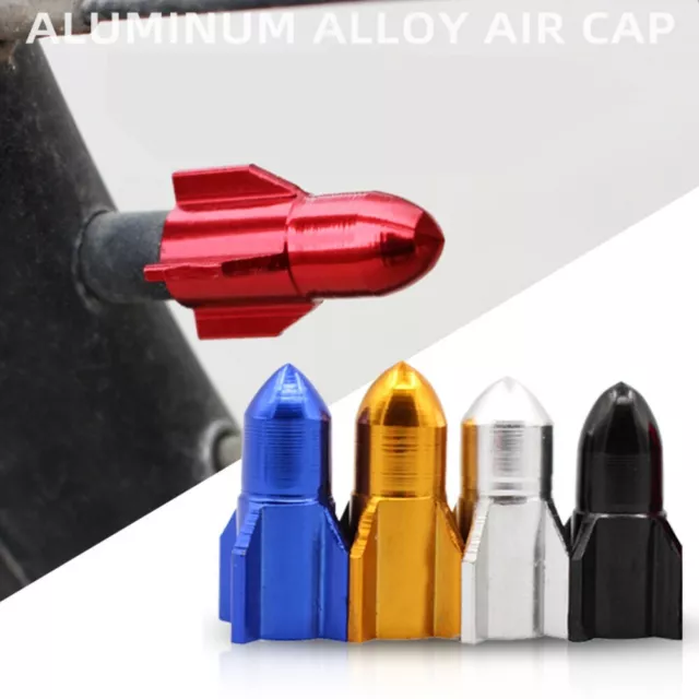 4pcs Aluminium Alloy Car Tire Valve Cap Rocket Shape Auto Wheel Cap