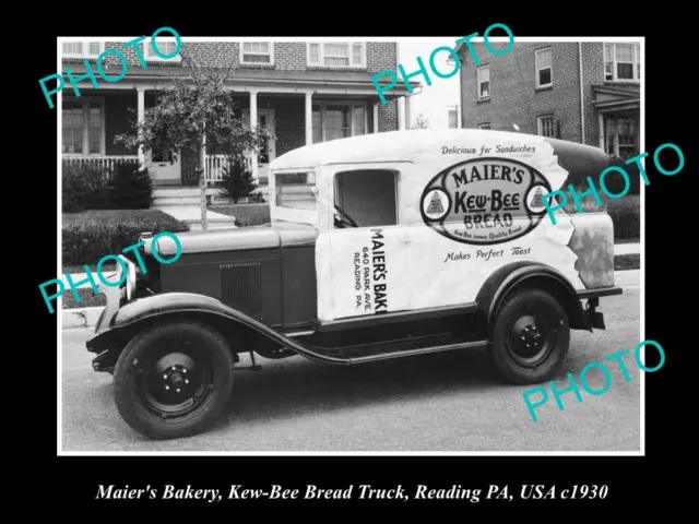 OLD 8x6 HISTORIC PHOTO OF MAIERS BAKERY BREAD TRUCK READING PA USA c1930