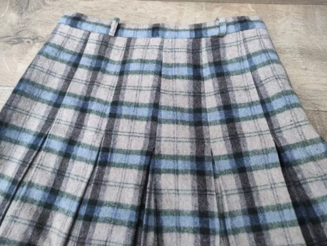Vintage 80S Jupe Tartan Plissé Laine Plaid Taille 46 3