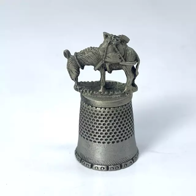 Vintage Donkey Mule Pewter Metal Thimble, Fort USA