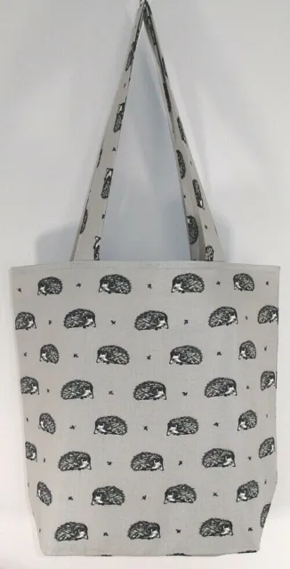 Handmade Ladies Tote Shopping Bag with internal Pockets - Little Black Hedgehogs
