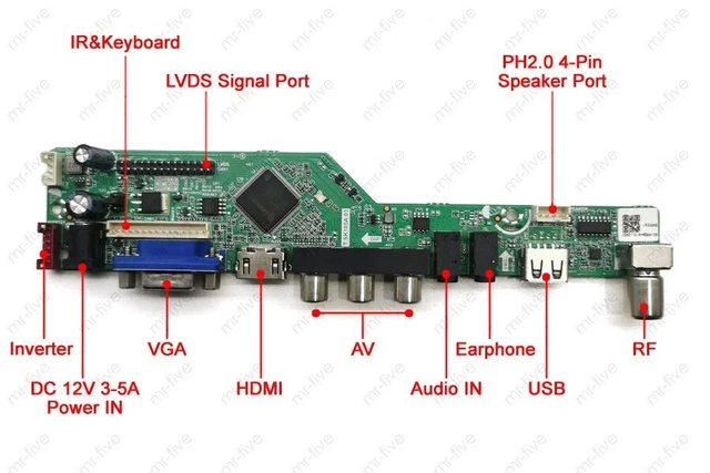 FOR B173HW01 V0/V1/V3/V5 40 Pin VGA+HDMI+AV+USB 1920x1080 LVDS LCD ...