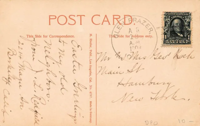 Glen Frazer DPO Oakland CA California 13th Street Broadway 1908 Vtg Postcard A30