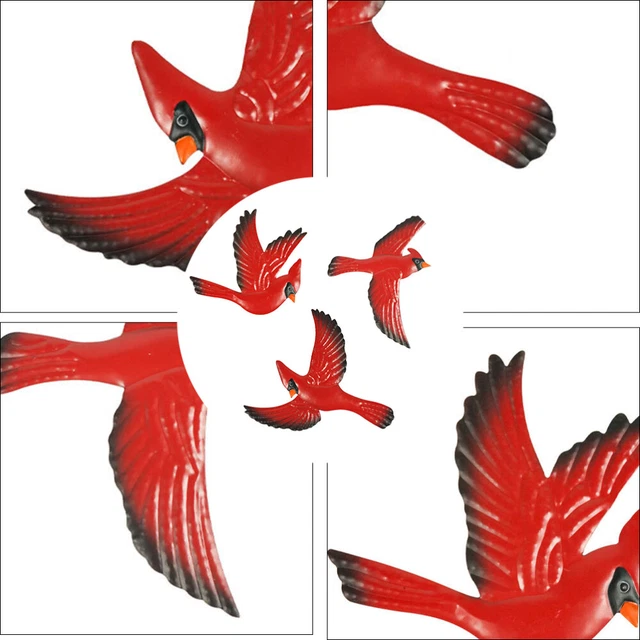 3Pcs wall bird ornaments hangings 3d Wall Mount Iron Sparrows Birds Flying Decor