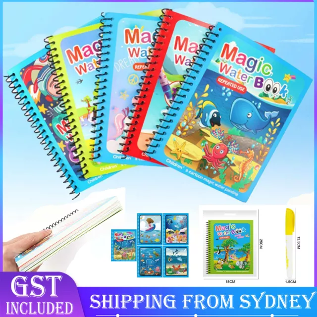 Water Drawing Book Magic Doodle Coloring Book Learning Painting & Pen For Kids