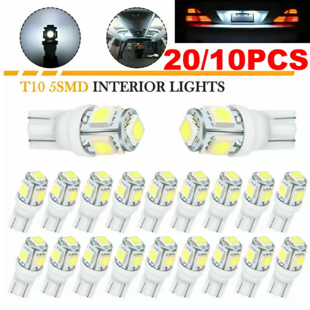 20/10 PCS T10 Side Wedge 5-SMD 5050 Car LED Light Bulbs W5W 2825 158 192 168 194