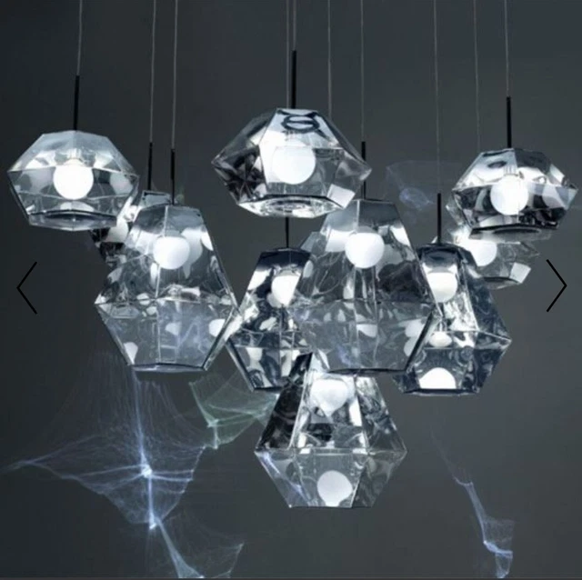 Tom Dixon Cut Short Pendant, Smoke, Faceted, Futuristic Gem Light Fixture $730 3