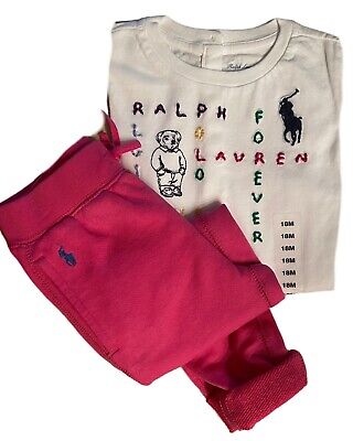 Baby Girls Ex Ralph Lauren Cotton Polo T shirt joggers 2  pack age 18 mths