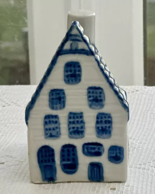 VTG Dutch Delft Canal House Blue and White House Piggy Bank Hand Painted Signed