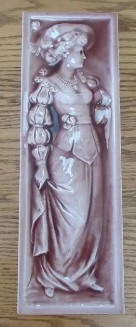 American Encaustic Tiling Co. Roseville Ohio Victorian Woman PINK TILE