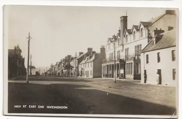 Real Photo Postcard High Street East End Invergorden Ross & Cromarty Scotland