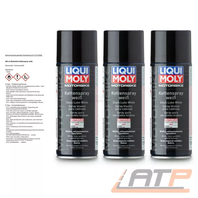 LIQUI MOLY 3x 400ml  MOTORBIKE KETTENSPRAY WEIß MOTORRAD PFLEGE SCHMIERMITTEL