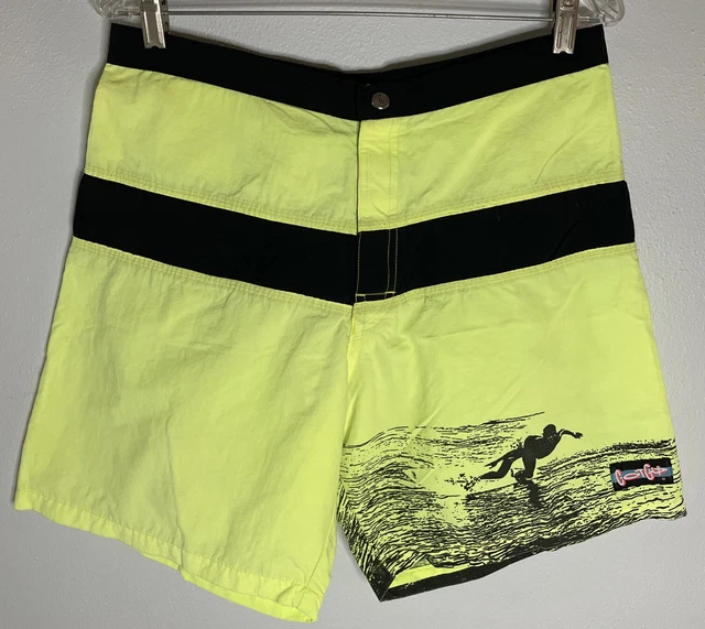 Vintage 80’s GOTCHA Neon Surf Trunks Board shorts 31” Waist Surfer Derek Ho