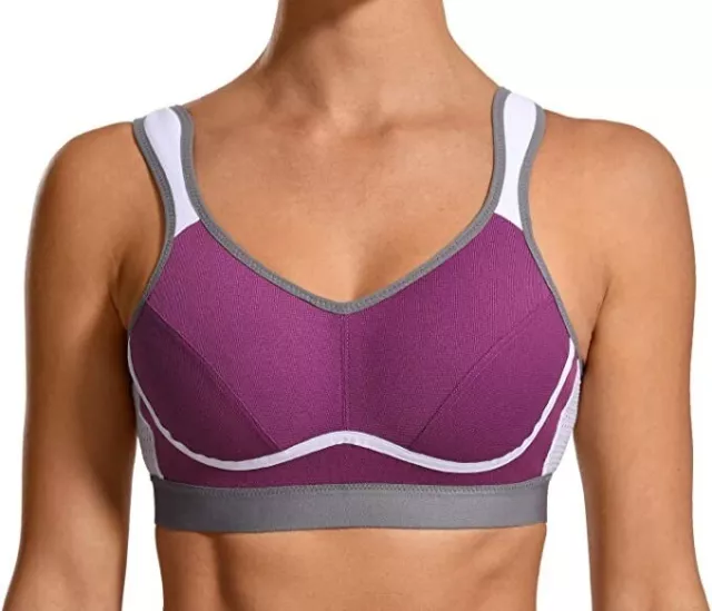 SYROKAN Women's Full Support Racerback Sports Bra High Impact Lightly Lined  Bras