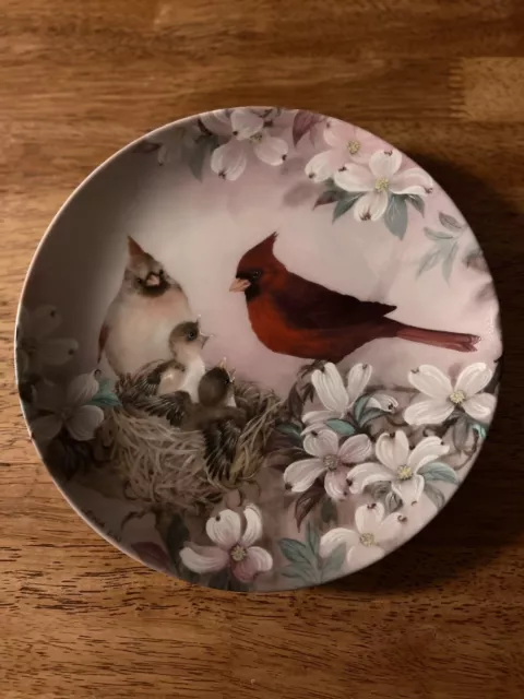 Natures Poetry Plate W.S. George Morning Serenade Lena Liu 1989 Cardinals Nest