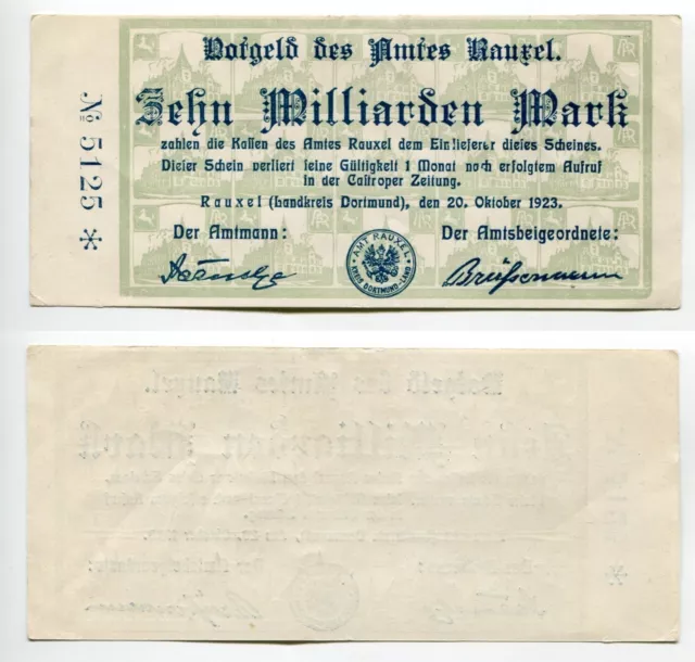 10 Milliarden Mark Rauxel 20.10.1923  Erhaltung II-