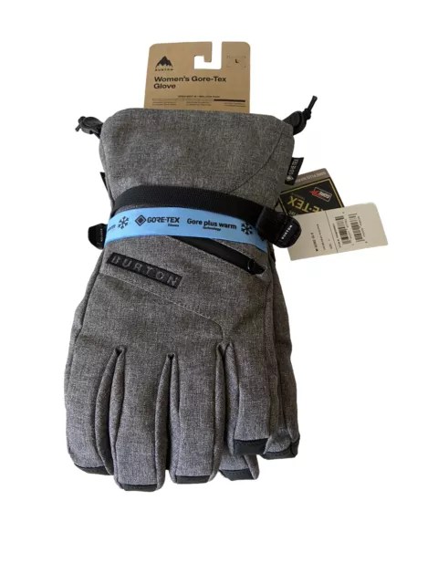 Burton Gore-Tex Gloves Womens Large Gray Heather With Liner New Warm Ski Snow