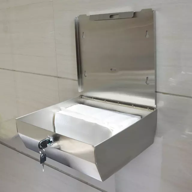 304Stainless Steel Wallmount Hand Paper Towel Dispenser Holder Toilet Heavy Duty