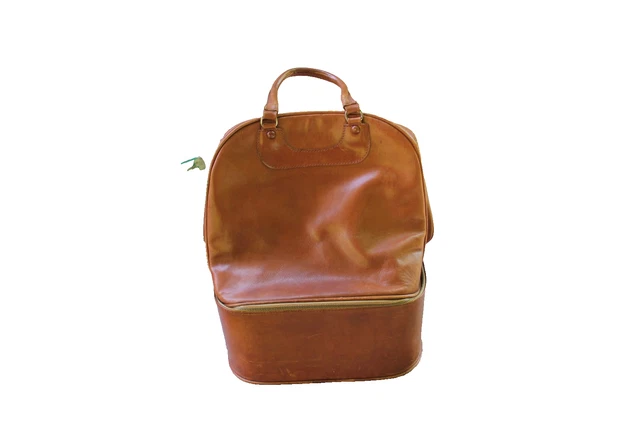Grand Sac De Voyage En Cuir Fauve - Fermoir à Chiffres Et 2 Poches Intérieures (Occasion)