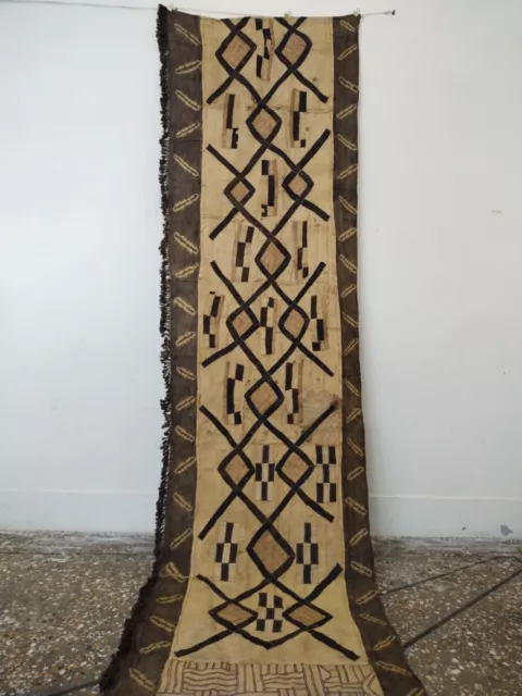 Old Kuba Raffia fabric African Tribal Art long  panel item 507