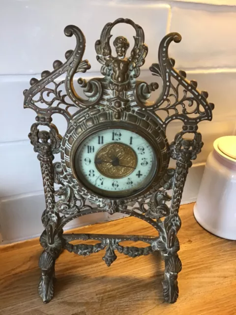 Antique Brass Cased Mantel Clock The British United Clock Co Birmingham - Repair