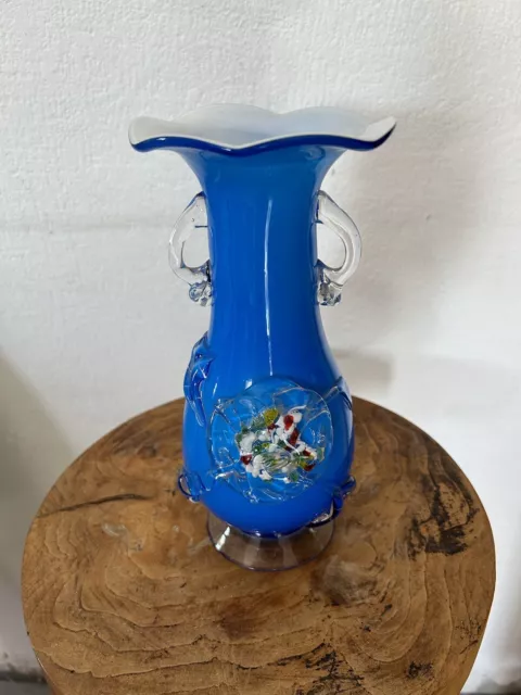 VASE MURANO Bleu 23 Centimètres