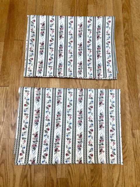 Pair COUNTRY CURTAINS Brand Farmhouse Rod Pocket Floral Stripes Panels  42"x64"