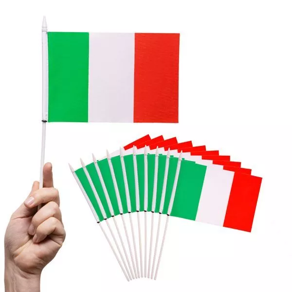 10 LOT ITALIE Drapeau De L'Italie Hand Drapeau Italia Flaggenstab
