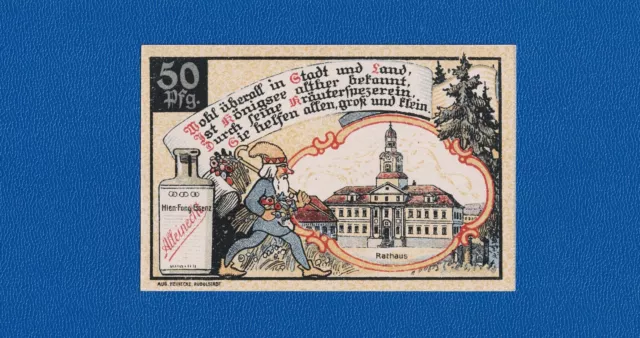 THÜRINGEN rares Notgeld KÖNIGSEE 50 Pfennig 1921 Rathaus mit grauer Wertziffer ✔