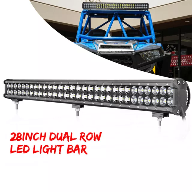 Dual Row 28inch LED Light Bar COMBO SPOT FLOOD Offroad for Jeep Ford Driving Fog