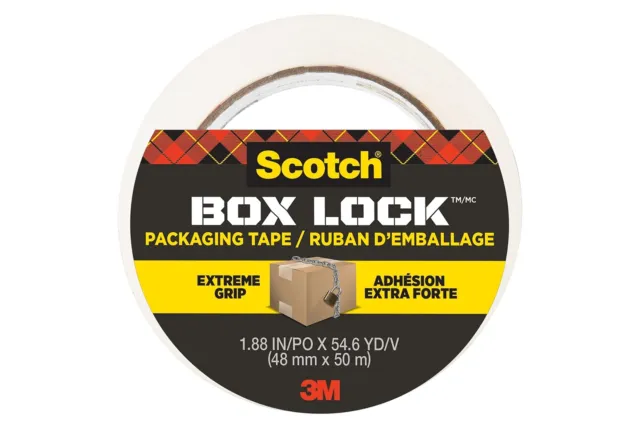 Scotch Box Lock Clear Packaging Tape, 48 mm x 50 m, 1 Roll/Pack- Shipping and Ma