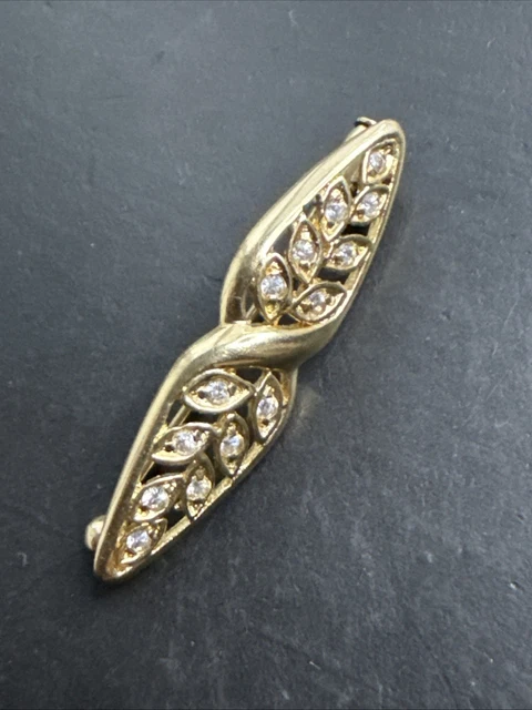 Broche Ancienne Plaqué Or 18k 750 Style Art Déco / Nouveau Avec Motif Nœud - Occasion