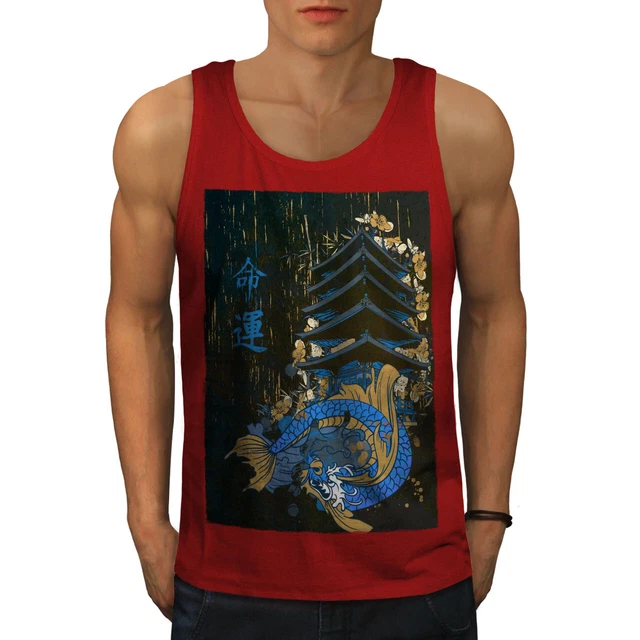 Wellcoda Dragon Myth Japan Mens Tank Top, Chinese Active Sports Shirt