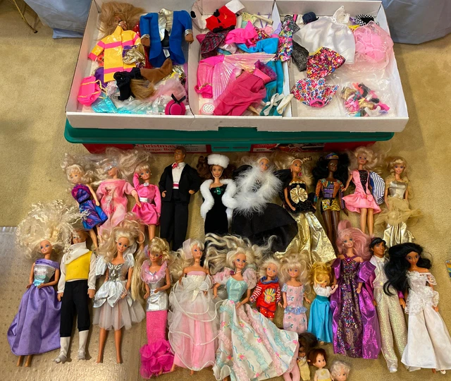 LARGE VINTAGE BARBIE And Ken & Disney Doll Lot of 26 Clothes and