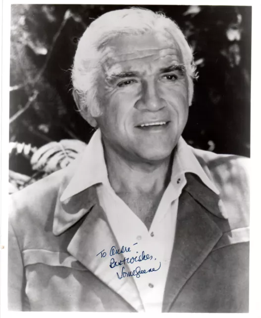 "Lorne Greene foto grande autografo originale ""Bonanza"" ""Benjamin"" Cartwright"