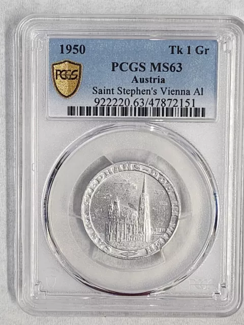 1950 Austria 1 Groschen St. Stephens Vienna token coin PCGS rated MS 63 top pop!