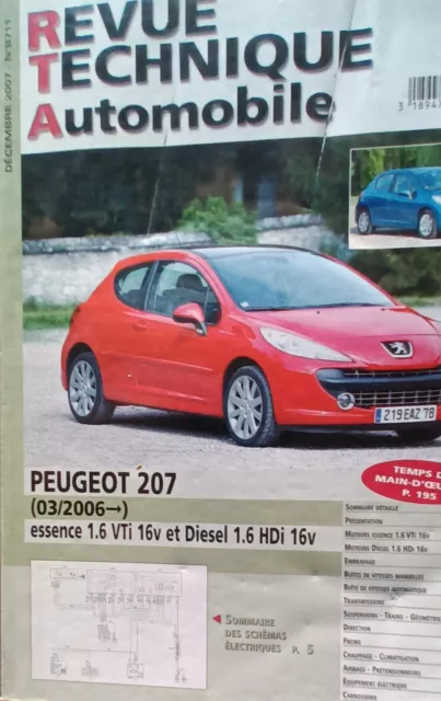 Revue technique PEUGEOT 207 ESSENCE 1.6 DIESEL 1.6 HDi depuis 3/2006 RTA B711