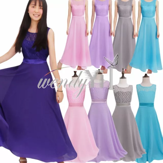 Kid Girl Princess Wedding Bridesmaid Party Pageant Prom Ball Gown Maxi Dress