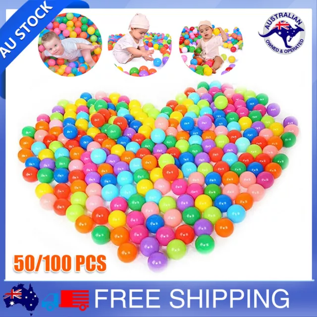 100x Ball Pit Balls Play Kids Plastic Baby Ocean Soft Toy Colourful Playpen Fun