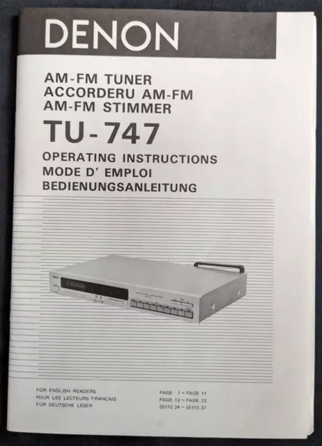 Bedienungsanleitung Denon Tuner TU-747