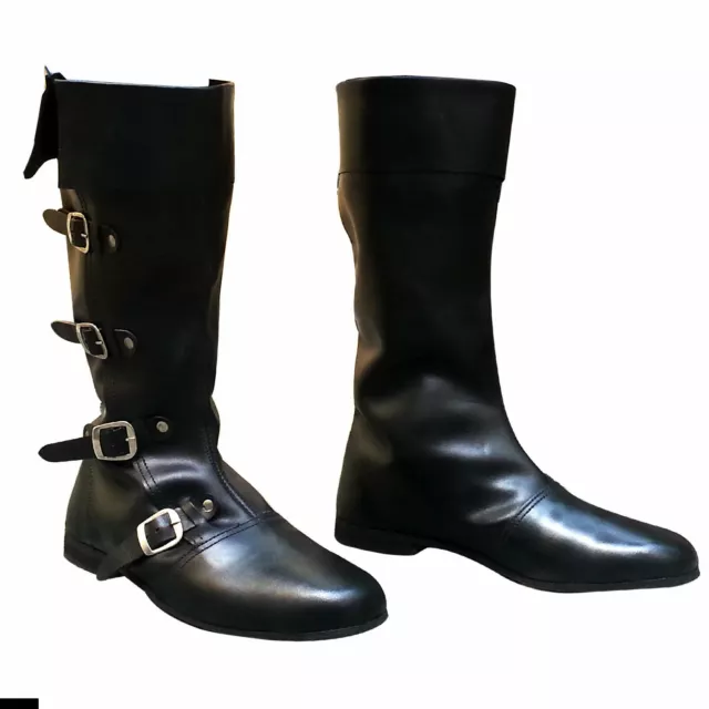 Médiéval Style Long Chaussures Noir Couleur Pure Cuir Hommes Bottes Asa FS