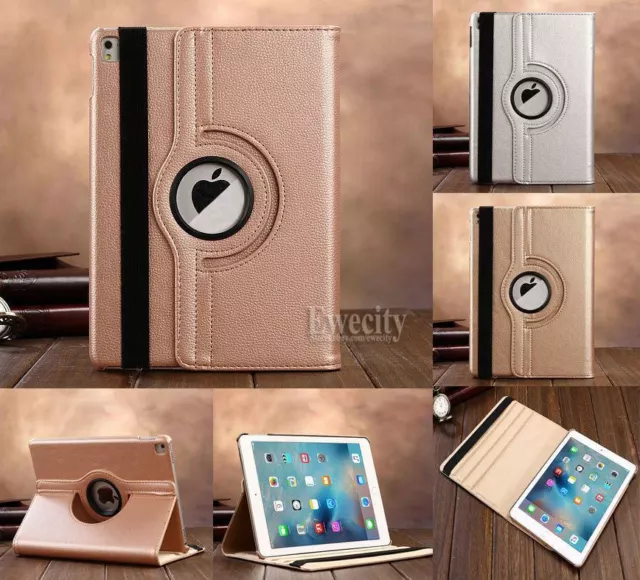 Luxury Bling Folio 360 Rotating Stand PU Leather Smart Case Cover For Apple iPad