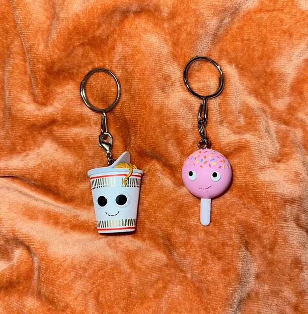 Kid Robot Yummy World Keychain Lot Of 2 Ramen and Pink Cake Pop Collectible