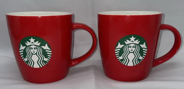 Lot Of 2 Starbucks 2021 Red Holiday 12oz Red Coffee Ceramic Mermaid Cup Mug