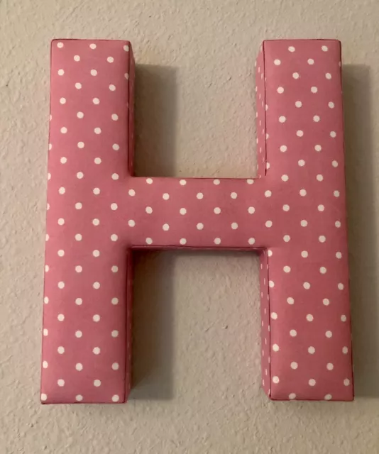 Fabric Covered Wall Letter - Pink Polkadot- Letter H